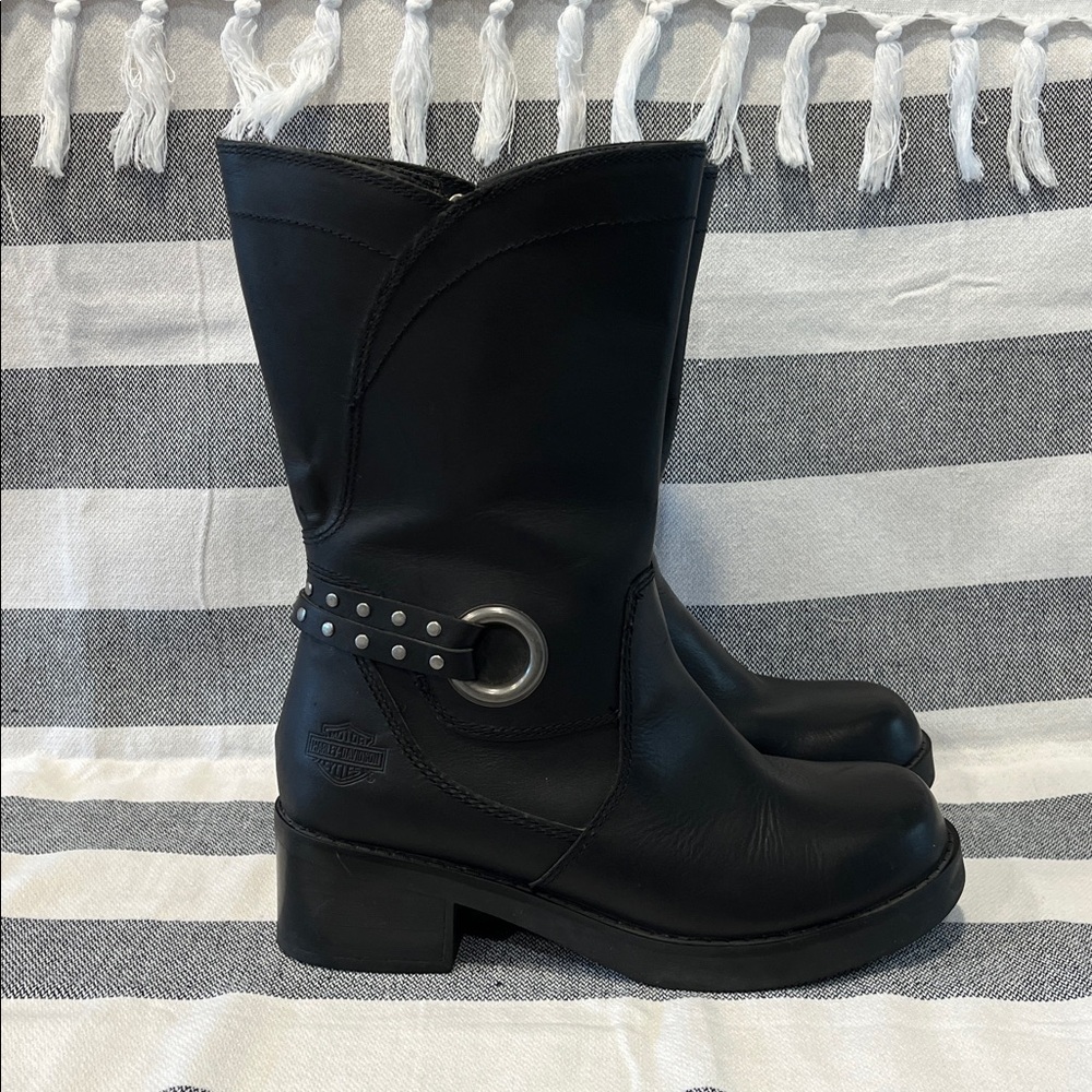 Harley Davidson BLK Leather Women’s boots, size 6.5